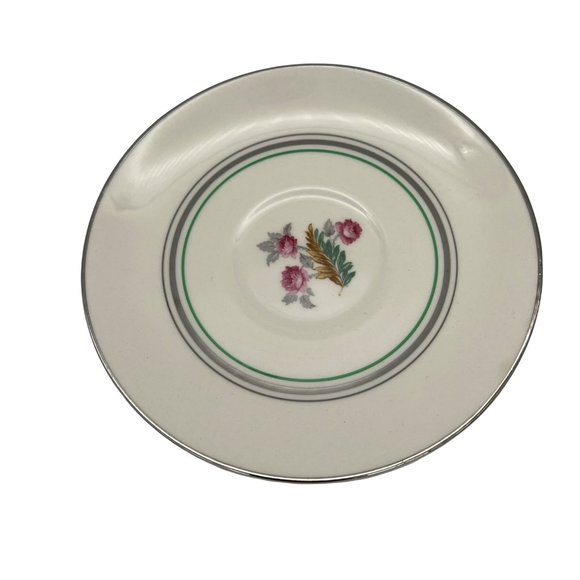 4 Pope Gosser Saucers 6" Pattern 1219 Floral Design Vintage - Picture 2 of 8
